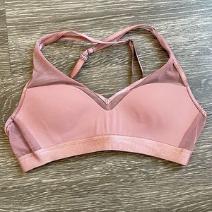 Victoria's Secret Sports Bra in Rose Brown with Mesh Detailing and Back Closure